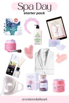 Spa day starter pack- your next ideas for a spa day at home aesthetic. To be directed to the products. Bring Wellness and self care into your life with these spa ideas. Use these in your self care routine or new ideas for weekly self care routine to reach your self care goals. Day At Home Aesthetic, Adult Spa Party Ideas, Weekly Self Care Routine, Self Care Night Ideas, Spa Night Party, Heart Profile, Weekly Self Care, Summer Glowup, Self Care Goals