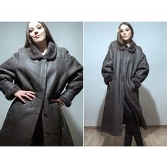 VINTAGE WINTER WONDERLAND Gray sheepskin maxi coat with shearling collar and interior. Few words describe wearing this winter coat - feminine, effortless elegance with endless comfort of casual garment. Classic style at its best - this Italian vintage shearling coat will make stepping into the cold outdoors feel like a walk in the winter wonderland.  Sheepskin is, just like leather, wind-proof by nature and functions as a thermal insulation (naturally regulated the body temperature). This coat i Brown Full-length Winter Outerwear, Square Toe Leather Boots, Velvet Bodysuit, Maxi Coat, Vintage Winter, Shearling Coat, Body Temperature, Effortless Elegance, Thermal Insulation