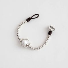 Handcrafted in Spain Genuine Spanish leather Zamak silver plated beads Crystal pearl