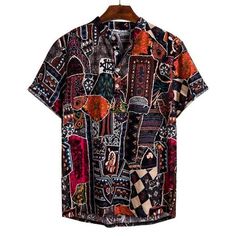 Mens Retro Floral Printed Short Sleeve Shirt Printed Tshirt Outfit, Harajuku Shirt, Retro Collection, Tshirt Outfit, Printed Tshirt, African Dashiki, Printed Dress Shirts, Oversize Pullover, Linen Cardigan