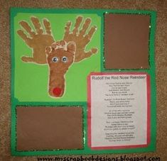 a craft made to look like a reindeer's handprint with the words rudolph the red nosed reindeer