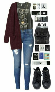 Rocker Outfits For Women, Grunge Winter Outfits, Band Shirt Outfits, Winter Hipster, Grunge Outfits Winter, Outfits Polyvore, Rock Punk, Band Shirt, Looks Black