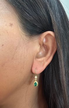 Vs1 Diamond, Line Texture, Zambian Emerald, Gold Wire, Wire Earrings, Emerald Diamond, Deep Green, Emerald, 18k Gold