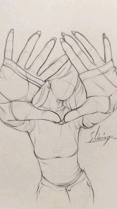 a drawing of a person holding their hands together