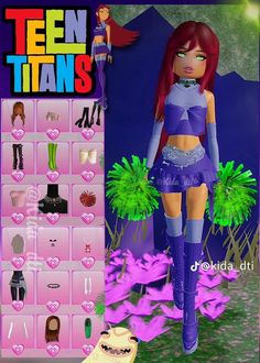 avisame si ganas 1,2,3 lugar Raven And Star Fire Dress To Impress, Dress To Impress Starfire, Star Fire, Y2k Art, Hello Kitty Themes, Dti Ideas, Dti Fits