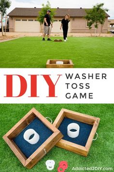 the diy washer toss game is an easy way to play with kids