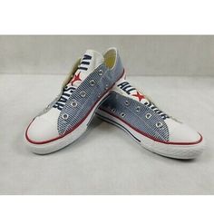 This Is A New Pair Of Converse Slip Navy Enamel Red And White Converse Size One Comes In Original Box Without A Lid Casual Navy Non-slip Sneakers, Casual Converse Canvas Shoes For School, Red And White Converse, Converse Slip On, New Converse, Kids Converse, White Converse, Converse Shoes, Kids Shoes