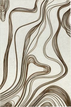 an abstract art piece with wavy lines in brown and white colors on a beige background