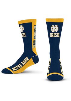 Wear your Fighting Irish spirit from head to toe with these Notre Dame Fighting Irish Navy Blue MVP Mens Crew Socks. These Mens Crew Socks feature a team logo. Light and breathable with moisture-wicking materials, Woven graphics for team logo, Machine washable, Size M - Mens shoe size 5-10, Womens shoe size 6-11, Size L - Mens shoe size 10-13, Material: 83% Acrylic/14% Polyester/2% Rubber/1% Spandex, Machine washable, 4 Blue Casual Training Socks, Casual Blue Training Socks, Casual Blue Socks For Sports Events, Blue Sports Socks, Sports Cotton Socks With Letter Print, Logo Light, Irish Tshirts, Womens Shoe, Mens Crew Socks