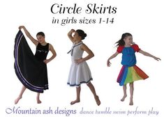 Make your own circle skirts with this pdf sewing pattern. Circle skirts are super easy to make and lots of fun to wear. The full circle design gives maximum ‘twirl’, making them fantastic for both dance and everyday. The skirts are ‘pull-on’ style Make Character, Poodle Skirts, Dress And Blouse, Dance Skirts, Gymnastics Dance, Rainbow Skirt, Circle Skirts, Classic Wear, Summer Apparel