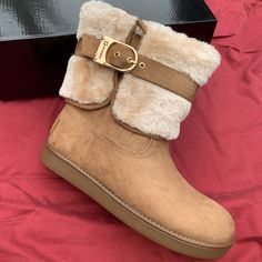 Suede Tan Colored Winter Boots. Size 8 Guess Boots, Ugg Style Boots, Fuzzy Boots, Fur Ankle Boots, Sequin Boots, Ugg Style, Moccasins Style, Black Riding Boots, Velvet Boots