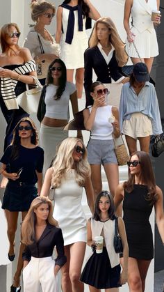 Collage of neutral, old money aesthetic outfits for women Chanel Outfit Classy, Classy Vintage Fashion, Chanel Preppy, Vintage Outfits Women, Outfit Inspo Women, Fashion Preppy, Neutral Outfits, Preppy Summer Outfits, Classy Vintage