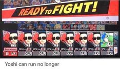 an image of a video game screen with the words yoshi can run no longer