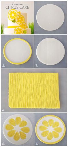 step by step instructions on how to make a lemon cake with fondant icing