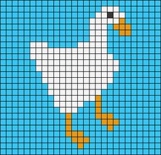 a cross - stitch pattern with a duck in the middle, on a blue background