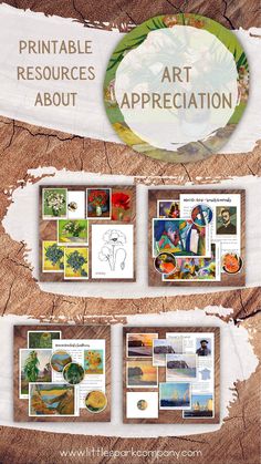 an image of art appreciation cards with the words, printable resources about art appreciation