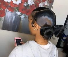 2 Space Buns, Slick Back Buns, Naturalista Hairstyles, Sleek Ponytail Hairstyles, Birthday Hairstyles, Black Ponytail Hairstyles