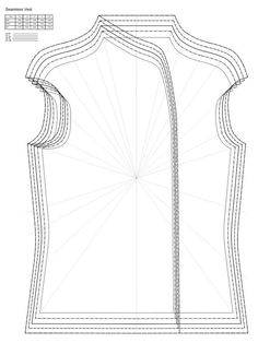 the front and back view of a women's vest pattern, with measurements for each section