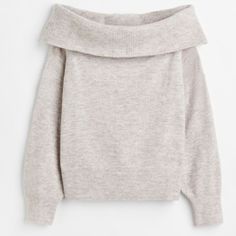 New Without Tags No Flaws Very Soft, Not Itchy Off-The-Shoulder Sweater In A Soft, Fine Knit With Wool Content. Foldover Ribbing At Upper Edge, Long, Wide Sleeves, And Ribbing At Cuffs And Hem. Neue Outfits, Winter Fits, Dream Clothes, Looks Vintage