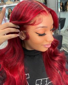 Colored Human Hair Wigs, Dark Red Hair Color, Hair Patterns, Red Wigs, Hair Styler, Straight Lace Front Wigs, Body Wave Wig, Body Wave Hair, Lace Hair