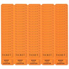 four orange tickets with the words'keep coupon'and'keep coupons '