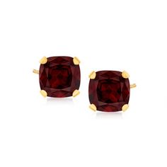 Ross-Simons - 5.00 ct. t.w. Garnet Stud Earrings in 14kt Yellow Gold. Beaming a spicy cinnamon red hue, this ample pair of 5.00 ct. t.w. square cushion-cut garnet stud earrings is as sweet as candy. Simply set in polished 14kt yellow gold to let their vivacious color show off. Post/clutch, garnet stud earrings. Garnet birthstones are the perfect gift for January birthdays. Cinnamon Red, Garnet Birthstone, January Birthday, Fine Jewellery Earrings, Cushion Cut, Color Show, Martini, Garnet, Cufflinks