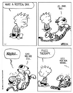 the comic strip shows two children talking to each other and one is holding a stuffed animal