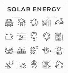 the solar energy line icon set