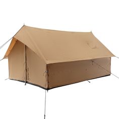 a tent with two poles attached to it and the top half covered by a tarp