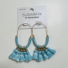 New Sugarfix By Baublebar Gold Aqua Blue String Tassel Earrings Nickel Free. Please Review All Photos Prior To Purchase. Ships Quickly. Blue Drop Tassel Earrings For Summer, Adjustable Blue Tassel Earrings For Parties, Blue Tassel Dangle Earrings For Summer, Blue Summer Tassel Dangle Earrings, Trendy Blue Tassel Drop Earrings, Adjustable Tassel Earrings For Spring Party, Blue Tassel Drop Earrings For Beach, Trendy Blue Tassel Earrings With Fringe, Blue Tassel Earrings For Summer Beach