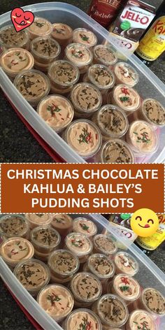 christmas chocolate kahlua and bailey's pudding shots