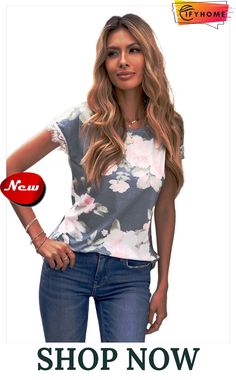 Floral Print Gray T-shirt Cotton Stretch T-shirt With Floral Print, Heather Grey Cotton T-shirt With Graphic Print, Spring Gray Graphic Tee T-shirt, Floral Print Stretch Cotton T-shirt, Blue Floral Print Relaxed Fit T-shirt, Gray Tshirt, Floral Print, Floral Prints, On Sale