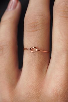 Rose Gold Open Ring, Rose Gold Rings Simple Unique, Rose Gold Ring Simple, Tied Knot, Gold Knot Ring, Minimal Ring, Tiny Rings, Single Ring, Gold Ring Designs