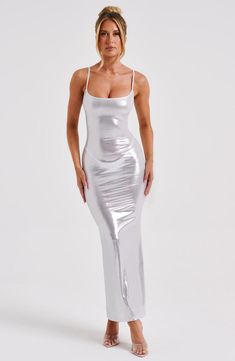 Kyranni Maxi Dress - Silver – BABYBOO Silver Maxi Dress, Party Long Dress, Maxi Dress For Women, Maxi Dress Sale, Bodycon Maxi Dresses, Sparkle Dress, Backless Maxi Dresses, Dresses By Length, Club Party