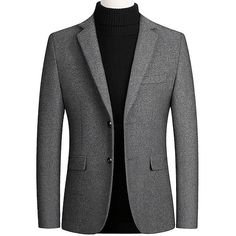 Season:Winter; Fabric:Polyester; Sleeve Length:Long Sleeve; Gender:Men's; Style:Office,Blazers,Business; Occasion:Daily; Placket:Single Breasted; Function:Casual,Washable,Thermal Warm; Pattern:Solid Colored; Design:Button-Down,Pocket; Neckline:Lapel; Outerwear Type:Winter Coat,Overcoat,Trench Coat; Listing Date:08/17/2023; Bust:; Length:; Shoulder Width:; Sleeve: Business Casual Coat, Casual Blazer Men, Mens Business Casual, Business Casual Suit, Vintage Suit, Blazer Casual, Slim Fit Blazer, Mens Suit Jacket, Trench Coat Men