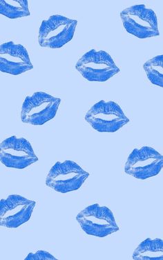 blue lips on a light blue background