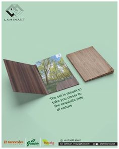 a brochure with an image of trees on it and the text,'the set is meant to take you closer than two square pieces of nature