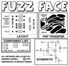 the diagram for fuzz face, which is part of an electronic device that can be used