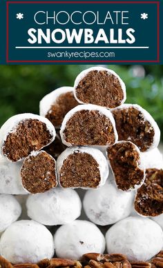 chocolate snowballs stacked on top of each other