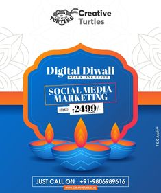 an advertisement for the digital diwali social media marketing event, with candles on it