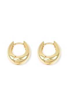 Simple and elegant, these polished huggie-hoop earrings add instant style points to any ensemble. 0.78" drop Hinge with snap-post closure 14k-gold plate Imported Classic Gold-tone Huggie Earrings, Classic Clip-on Huggie Earrings For Everyday, Classic Everyday Clip-on Huggie Earrings, Modern Gold-tone Huggie Earrings For Pierced Ears, Polished Metal Hoop Huggie Earrings, Small Gold-tone Hoop Earrings With Polished Finish, Small Gold-tone Polished Hoop Earrings, Tarnish Resistant Metal Huggie Earrings, Polished Metal Huggie Earrings