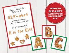 the letter e is for elf printable alphabet activity set with matching cards and magnets