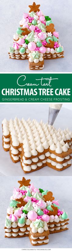 the christmas tree cake is made with icing and sprinkles