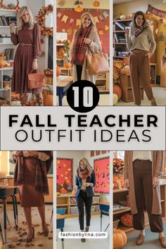 This collection of fall teacher outfits blends comfort with style, offering practical yet polished looks perfect for the classroom.  Each outfit embraces autumn tones and textures, featuring cozy layers, tailored pieces, and thoughtful accessories. Fall 2024 Teacher Outfits, Teacher Outfits Fall 2024, Cute Fall Teacher Outfits, Autumn Teacher Outfits, Fall Outfits Teachers, Winter Teaching Outfits, Fall Teacher Outfits 2024, Teacher Fall Outfits, Fall Teacher Outfits