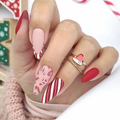 FREE SHIPPING ON ORDERS $9.95+ Buy 3 Get 1 More Free CODE: 4YOU Buy 5 Get 5 More Free CODE: 5FREE Xmas Nail Designs, Candy Cane Nails, Cute Christmas Nails, Nail Art Set, Nail Candy, Nagel Inspo, Cat Kuku, Xmas Nails, Christmas Nail Designs