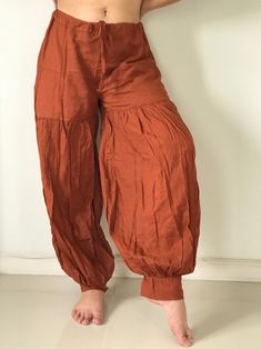 "Cotton Soft Rope Pants, Lady Pants, Light Weight Women Pants If you are looking for some pants that you can wear everywhere, comfortable, relax and Easy to wear. Cotton Soft Pants is Answer!! Nice gift for yourself or your lover Approx. Measurements: Waist 40\" Length 37\" Hip 48\" Inseam 28\" Ankle 12\" FRONT RISE: Measure from the center of the crotch to the top of the waist = 11\" - Condition: Brand new without tags. 100% Cotton - Made in Thailand Shipping & Handling * Parcels will be sh Comfortable Full-length Harem Pants With Pockets, Comfortable Baggy Solid Color Bottoms, Comfortable Baggy Solid Pants, Comfortable Baggy Solid Color Pants, Comfortable Stretch Harem Pants, Comfortable Relaxed Fit Harem Bottoms, Comfortable Relaxed Fit Harem Pants, Brown Full Length Yoga Pants, Comfortable Baggy Ankle-length Bottoms