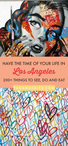 an advertisement for the los angeles food and art festival with colorful graffiti writing on it