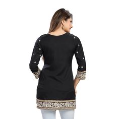 These Classic tunic tops are the perfect balance between American apparel, and Indian apparel; as they carry the style of American apparel, but the design of classic Indian apparel. These Tunic tops come in a range of colors, and sizes, so you can easily pick the one that fits you best. We are a clothing boutique that offers a range of fashion apparel, that includes tunics. These tunics are designed keeping in mind the latest fashion and color trends. You can easily wear these tunics to both cas Non-stretch Black Cotton Tops, Black Non-stretch Cotton Blouse, Black Cotton Tunic For Summer, Casual Black Kurta For Summer, Casual Cotton Kurta For Fall, Casual Fall Cotton Kurta, Black Casual Tunic For Spring, Casual Black Tunic For Spring, Black Cotton Kurta For Spring