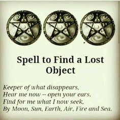 Spell to find a lost item Spells For Beginners, Wiccan Magic, Witch Spirituality, Magic Spell Book, Under Your Spell, Wiccan Witch, Magick Spells, Wiccan Spell Book, Witchcraft Spell Books