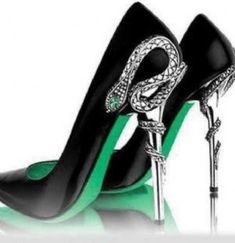 Slytherin Shoes, Slytherin Clothes, Hak Tinggi, Green Heels, Prom Heels